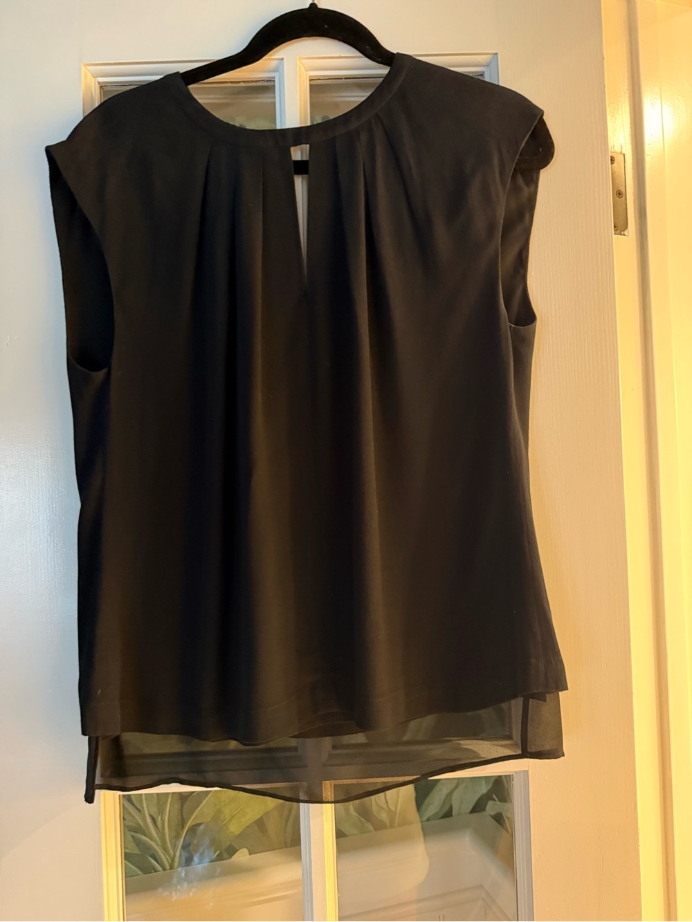 Rebecca Taylor Black Cap-Sleeve Pleated Neck Camisole Size 6